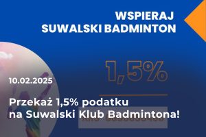 Read more about the article Przekaż 1,5% podatku na Suwalski Klub Badmintona